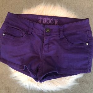Purple Denim Shorts